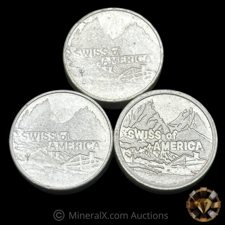 x3 1oz Swiss Of America Vintage Silver Rounds