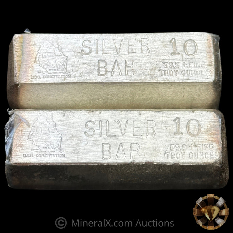 x2 10oz USS Constitution Vintage Silver Bars