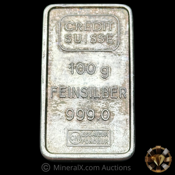 100g Credit Suisse Vintage Silver Bar