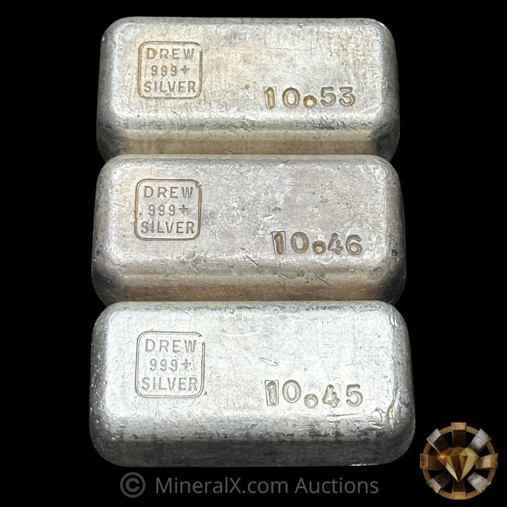 x3 10oz (31.44oz) Drew Refiners Vintage Silver Bars