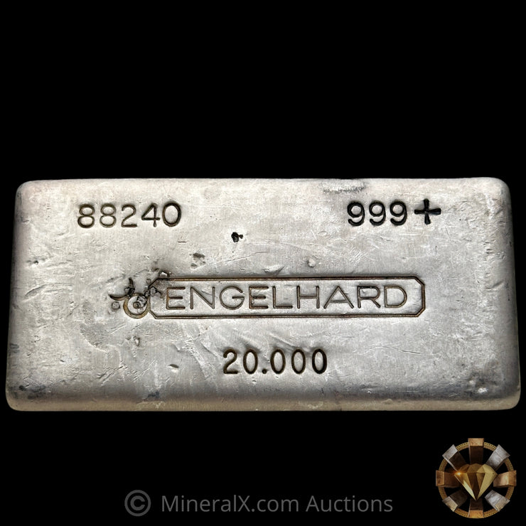 20oz Engelhard 3rd Series Bull Logo Flipped Serial/Fineness Stamp Vintage Silver Bar