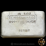 25oz Engelhard 4th Series Vintage Silver Bar With Unique Reverse Convex Stampings