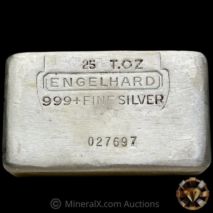 25oz Engelhard 4th Series Vintage Silver Bar With Unique Reverse Convex Stampings