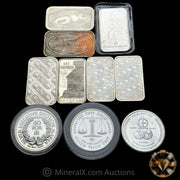 x10 1oz Misc Vintage Silver Bar & Coin Lot