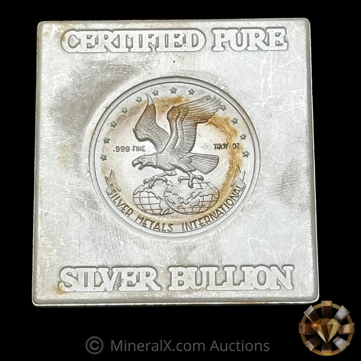 5oz Certified Pure Silver Bullion Vintage Silver Cube Bar