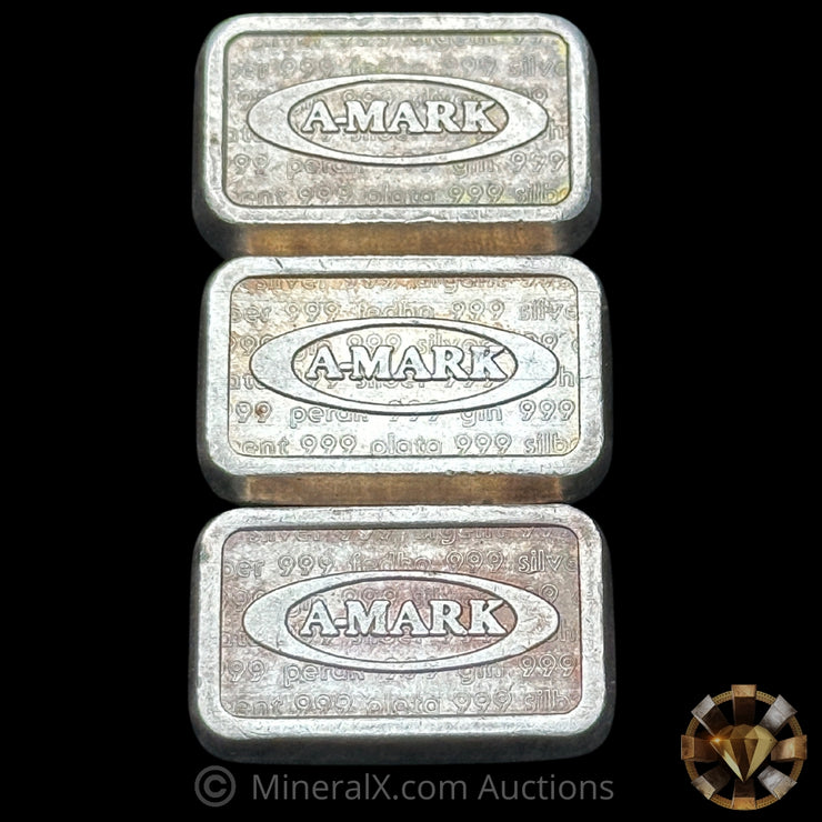 x3 1oz AMARK 1980 USVI Ingot Co Vintage Silver Stacker Bars