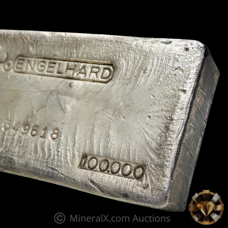 100oz Engelhard Bull Logo Vintage Silver Bar With Striated Back and Sides