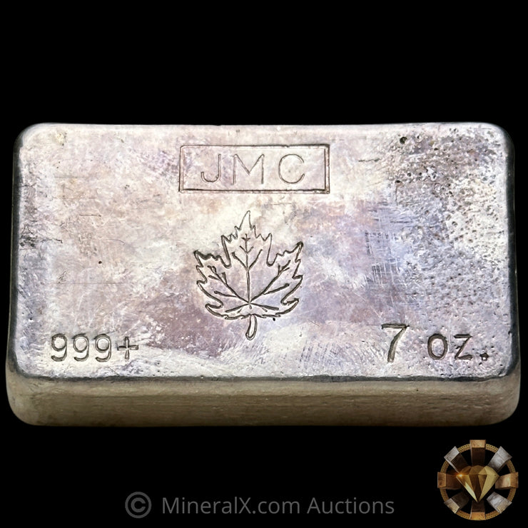 7oz JMC Johnson Matthey Maple Leaf "With Decimal Variety" Vintage Silver Bar