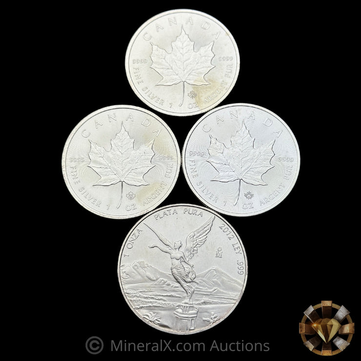 x4 1oz Misc Silver Coins