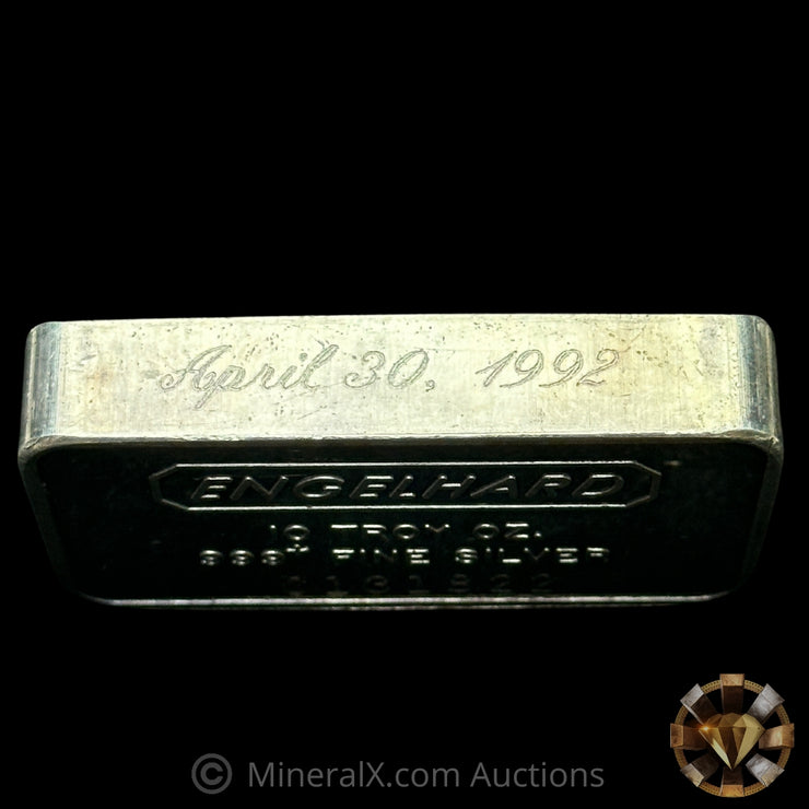 10oz Engelhard Vintage Silver Bar With Engravings On Sides