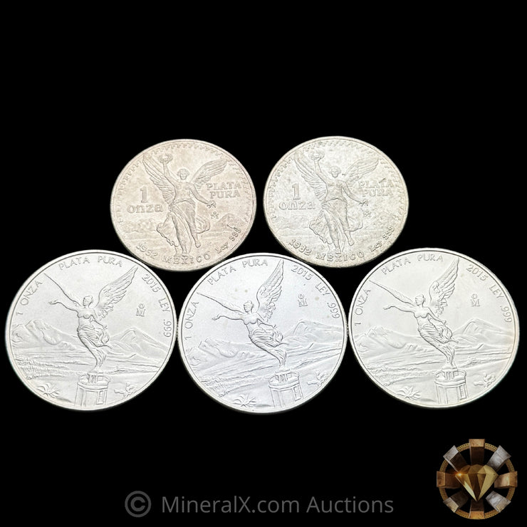 x5 1oz Libertad Silver Coins (Mixed Dates)