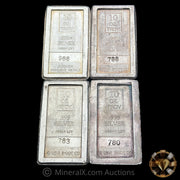 x4 10oz AMARK USVI Ingot Co Vintage Silver Stacker Bars