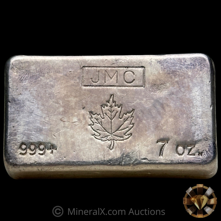 7oz JMC Johnson Matthey Maple Leaf "With Decimal Variety" Vintage Silver Bar