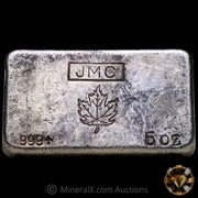 5oz JMC Johnson Matthey Maple Leaf "No Decimal Variety" Vintage Silver Bar