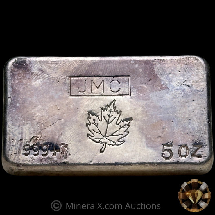 5oz JMC Johnson Matthey Maple Leaf "No Decimal Variety" Vintage Silver Bar