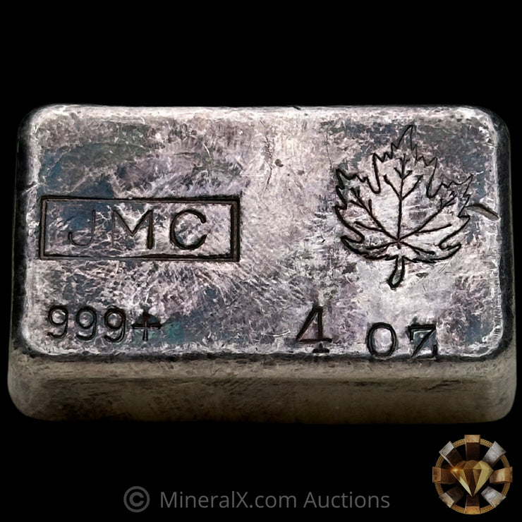 4oz JMC Johnson Matthey Maple Leaf "No Decimal Variety" Vintage Silver Bar