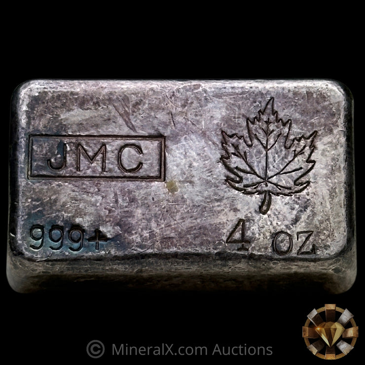 4oz JMC Johnson Matthey Maple Leaf "No Decimal Variety" Vintage Silver Bar