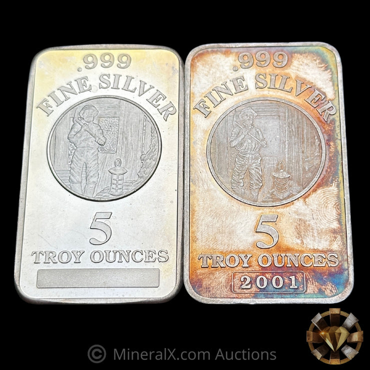 x2 5oz Nevada Metallurgical Inc NMI Vintage Silver Bars