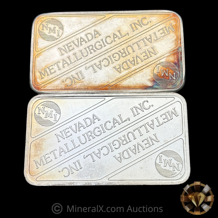 x2 5oz Nevada Metallurgical Inc NMI Vintage Silver Bars