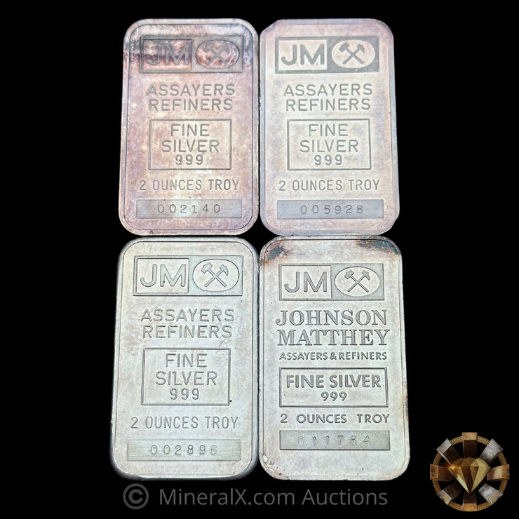 x4 2oz JM Johnson Matthey Vintage Silver Bars