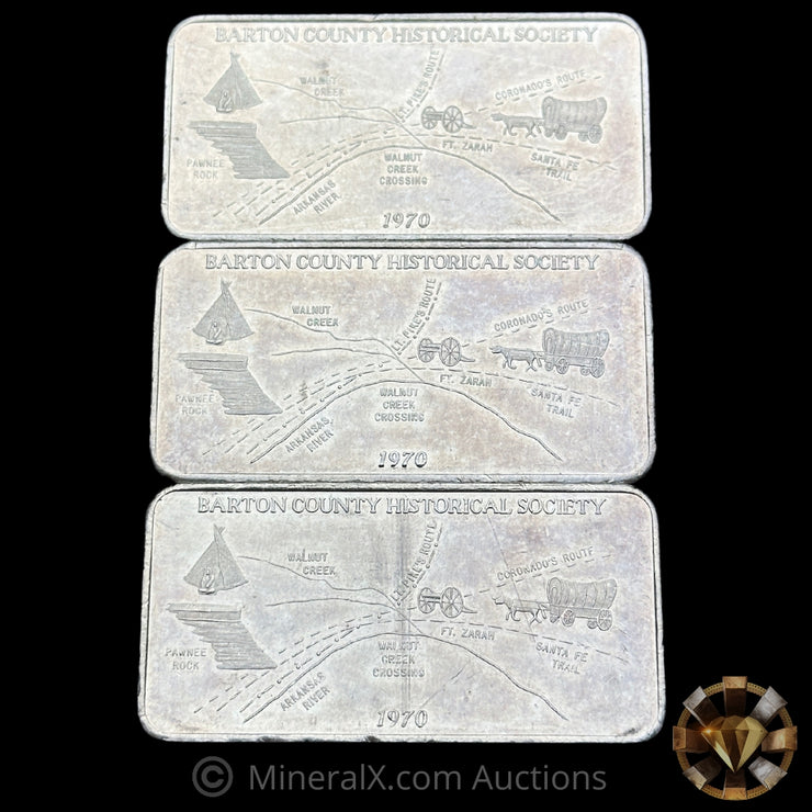 x3 3oz 1970 W H Foster American State Bank Kansas Vintage Silver Bar Lot