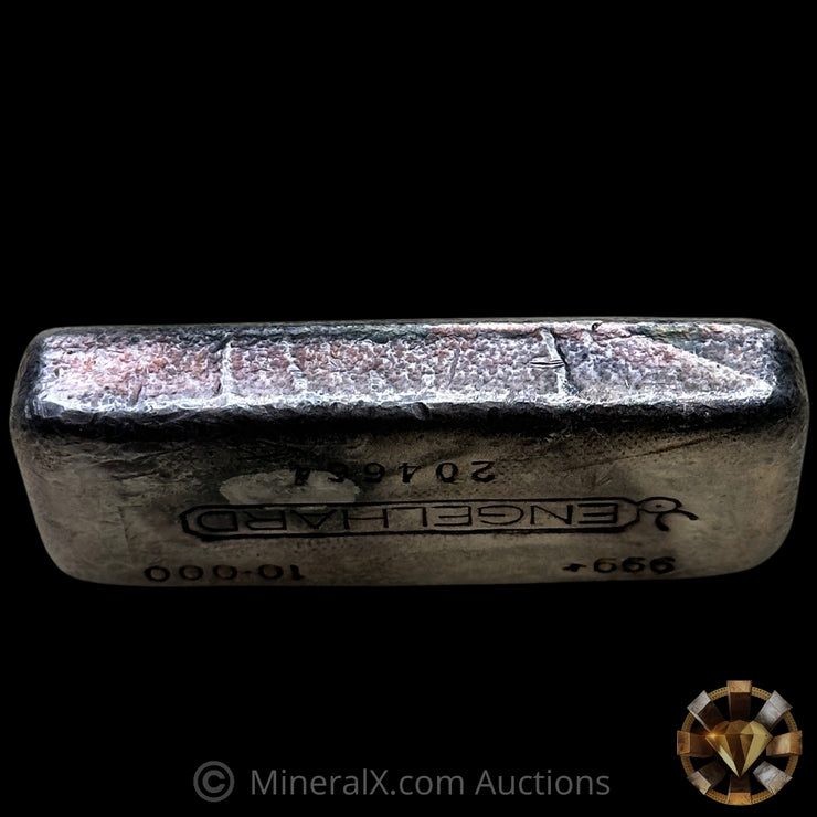 10oz Engelhard Floating Decimal Bull Logo Vintage Silver Bar With Unique Striated Sides