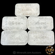 x5 1oz SGS Exchange Vintage Silver Bar Lot