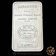 100g MP Metalli Preziosi Milano Johnson Matthey JM London Vintage Silver Bar