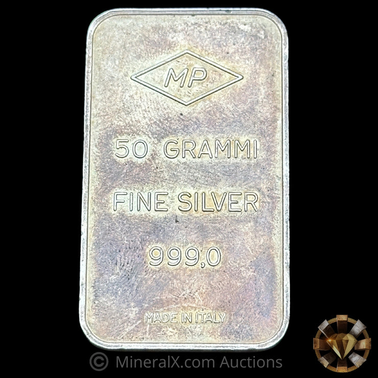 50g MP Metalli Preziosi Milano Johnson Matthey JM London Vintage Silver Bar