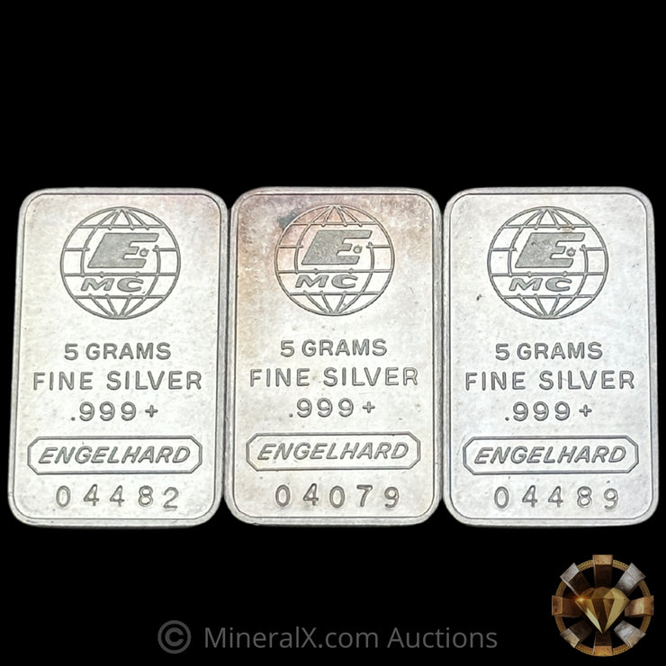 x3 5g Engelhard Vintage Fractional Silver Bars