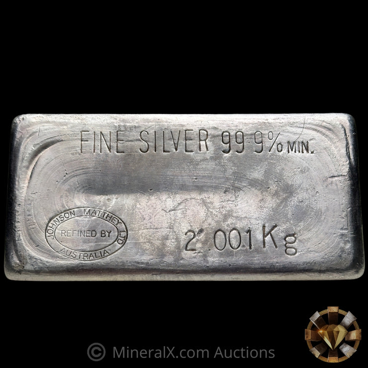 2.01Kg (2 Kilo) Johnson Matthey Ltd JM Australia Vintage Silver Bar