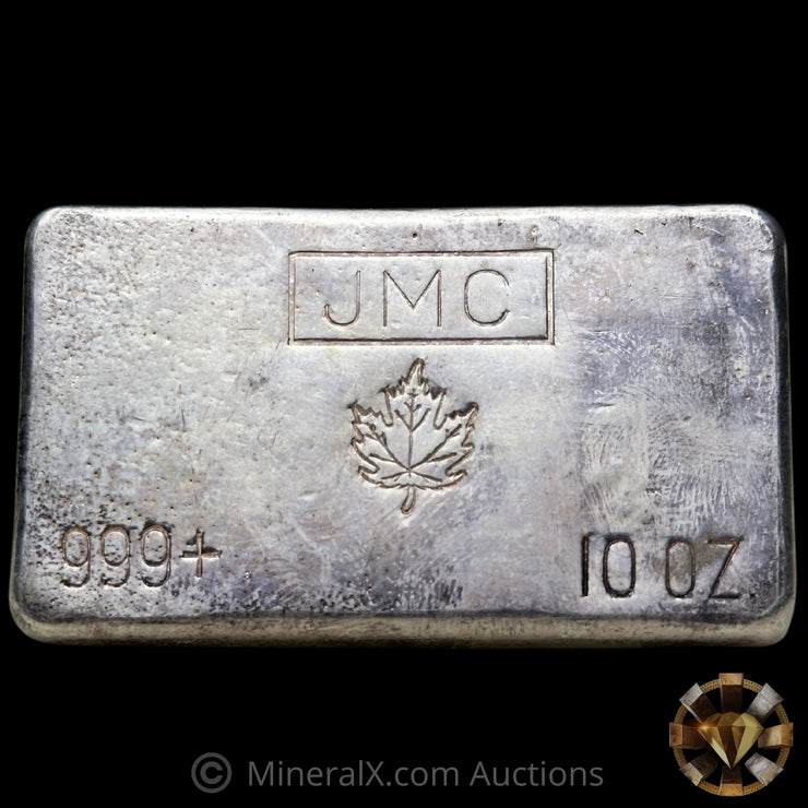 10oz JMC Johnson Matthey Maple Leaf "With Decimal Variety" Vintage Silver Bar