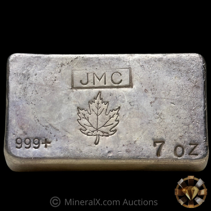 7oz JMC Johnson Matthey Maple Leaf "No Decimal Variety" Vintage Silver Bar