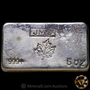 5oz JMC Johnson Matthey Maple Leaf "No Decimal Variety" Vintage Silver Bar