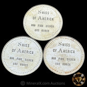 x3 1oz Swiss Of America Vintage Silver Coins