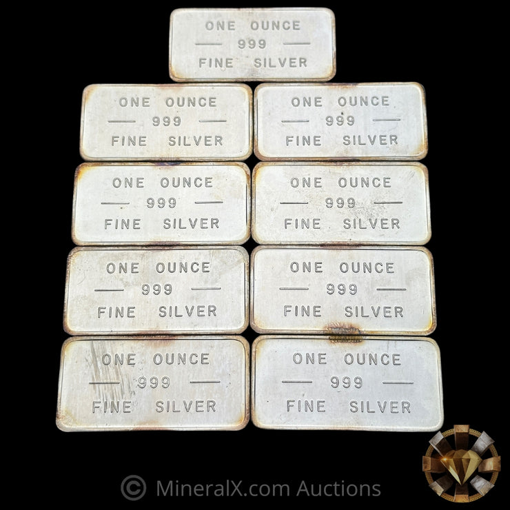 x9 1oz Jackson Precious Metals JPM Vintage Silver Art Bars