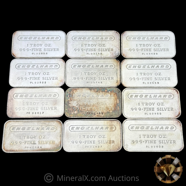 x12 1oz Engelhard Vintage Silver Bars