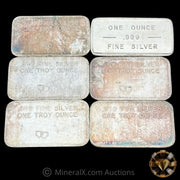 x6 1oz Misc Vintage Silver Bar Lot