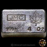 4oz JMC Johnson Matthey With Maple Leaf Vintage Silver Bar