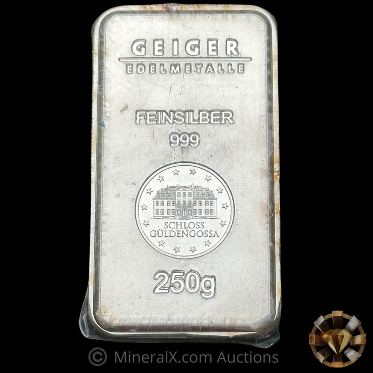 250g Geiger Edelmetalle Feinsilber Silver Bar Mint In Original Seal (Discontinued Variety)