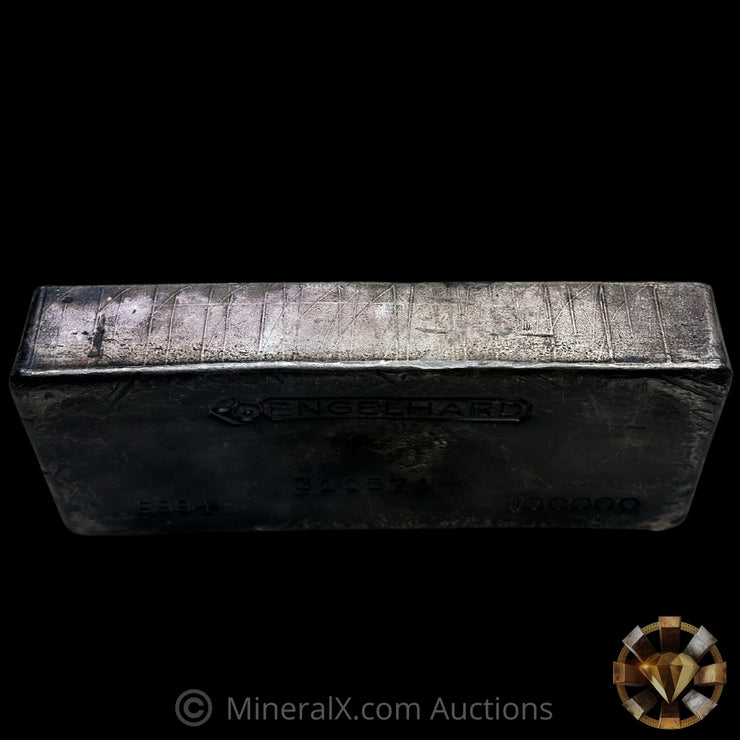 100oz Engelhard Bull Logo Vintage Silver Bar With Unique Striated Sides And Reverse