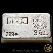 3oz JMC Johnson Matthey With Maple Leaf Vintage Silver Bar