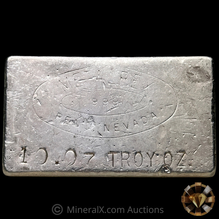 10.07oz Metalrex Large Hallmark Variety Reno Nevada Vintage Silver Bar