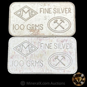 x2 100g JMC Johnson Matthey London Vintage Silver Bars (Different Varieties)