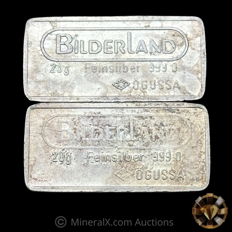 x2 20g Ogussa Bilderland Vintage Fractional Silver Bars