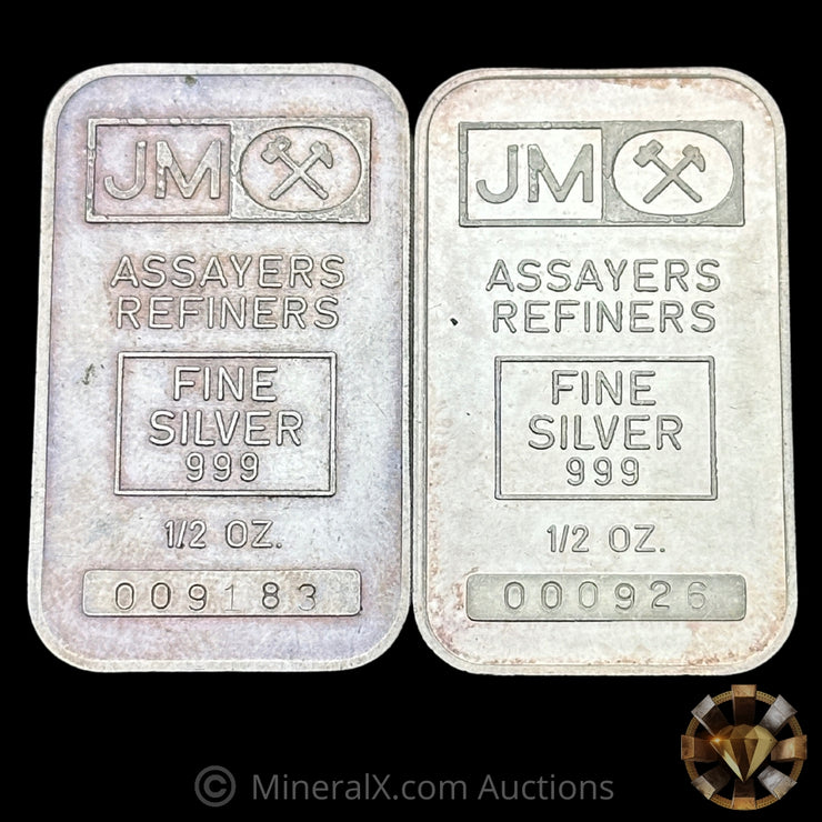 x2 1/2oz JM Johnson Matthey Vintage Silver Bars