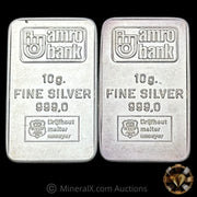 x2 10g AMRO Bank Vintage Silver Fractional Bars