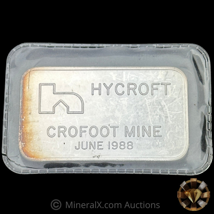 1oz JM Johnson Matthey Hycroft Crofoot Mine June 1988 Vintage Silver Bar