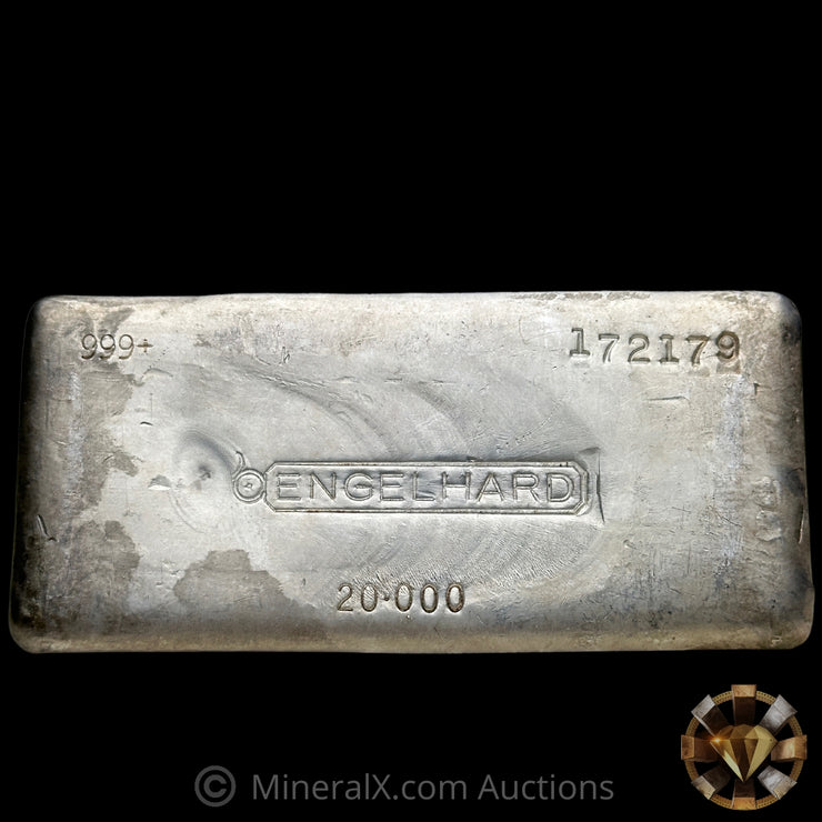 20oz Engelhard Bull Logo Vintage Silver Bar With Unique Reverse Impression Of Hallmark