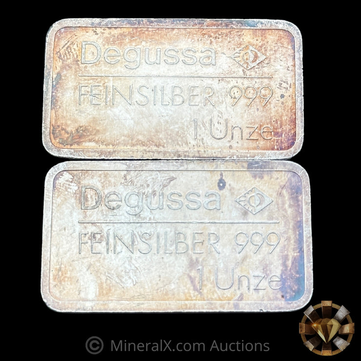 x2 1oz Degussa Vintage Silver Bars